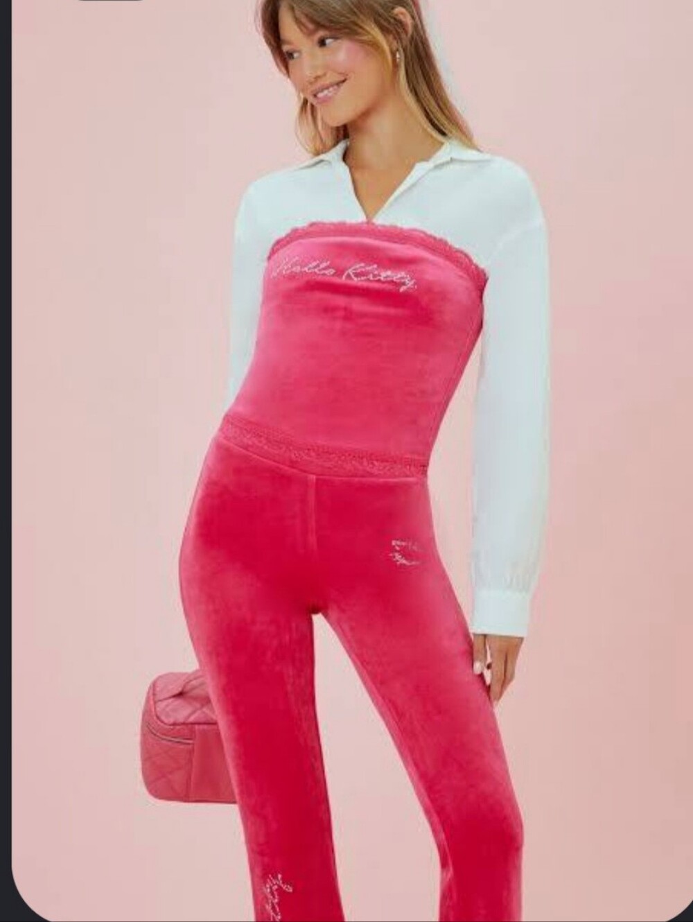 Forever 21 x Hello Kitty 50th Anniversary Velour Track Set – Magenta Pink (Size